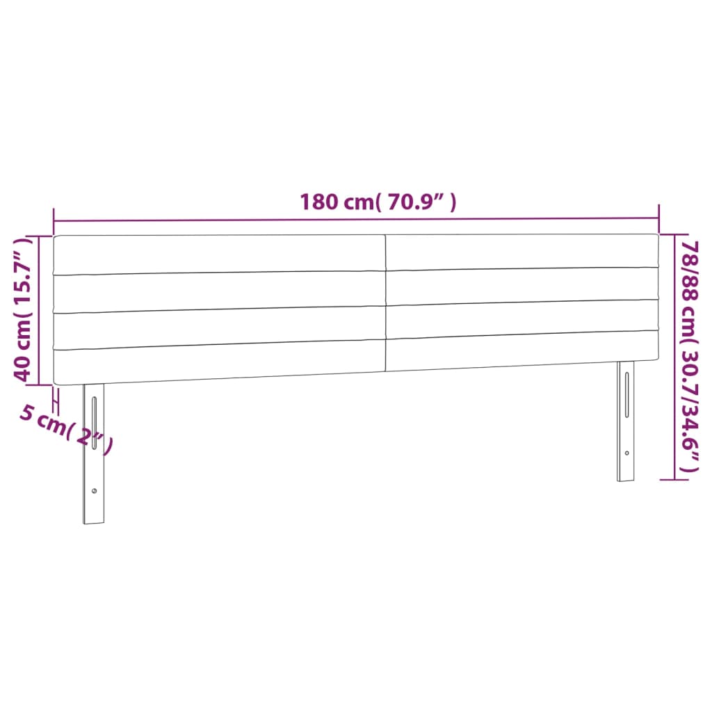 Testiera 2 pz Nera 90x5x78/88 cm in Tessuto 346174