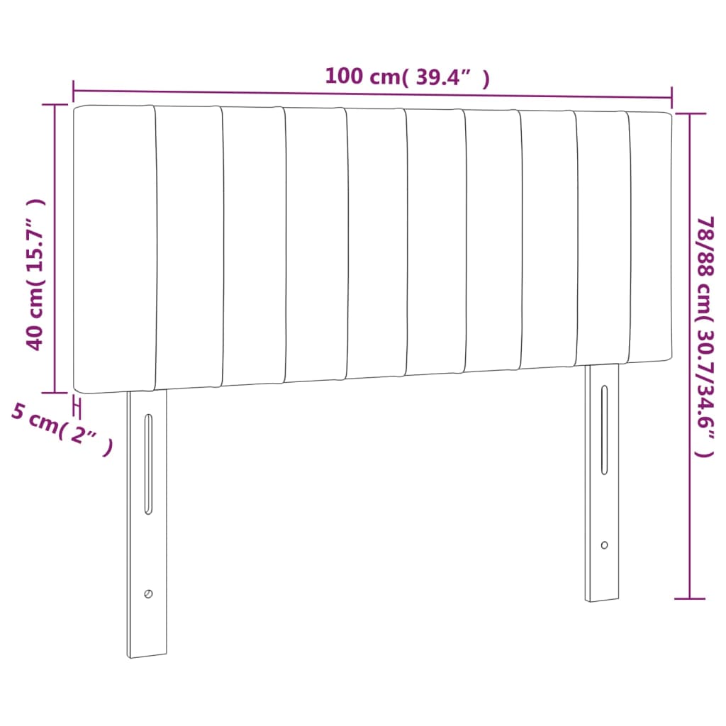 Testiera Nera 100x5x78/88 cm in Tessuto 346230