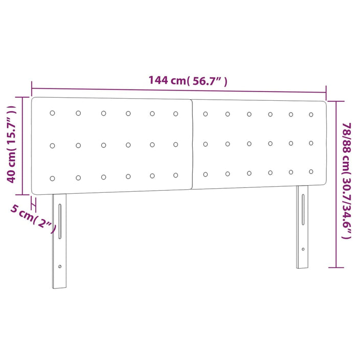 Testiere 2 pz Grigio Chiaro 72x5x78/88 cm in Velluto cod mxl 53087