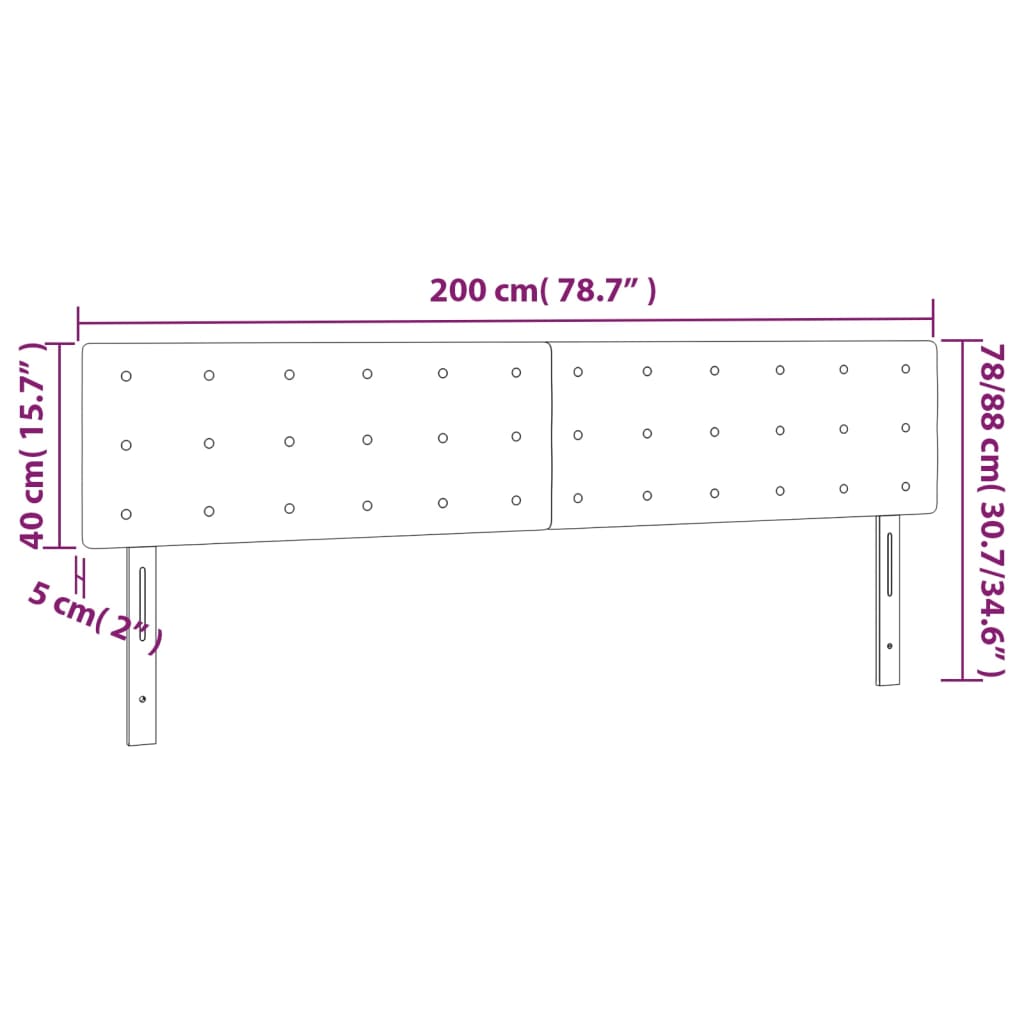 Testiera 2 pz Tortora 100x5x78/88 cm in Tessuto 346520