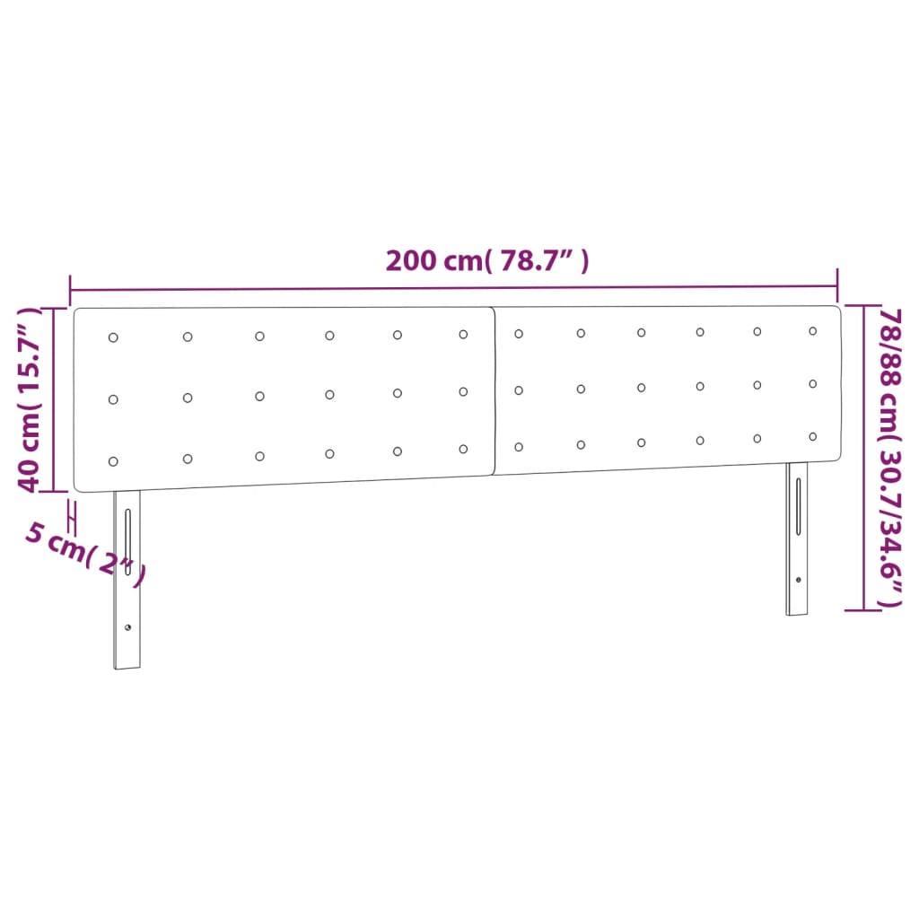 Testiere 2 pz Nere 100x5x78/88 cm in Velluto cod mxl 49456