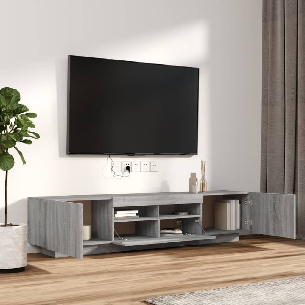 Set Mobili TV 2 pz con Luci LED Grigio Sonoma Legno Multistrato cod mxl 10118