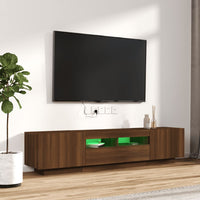 Set Mobili TV 2pz con Luci LED Rovere Marrone Legno Multistrato cod mxl 19493