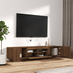 Set Mobili TV 2pz con Luci LED Rovere Marrone Legno Multistrato cod mxl 19493