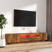 Set Mobili TV 2pz con Luci LED Rovere Fumo in Legno Multistrato cod mxl 24949