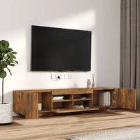 Set Mobili TV 2pz con Luci LED Rovere Fumo in Legno Multistrato cod mxl 24949