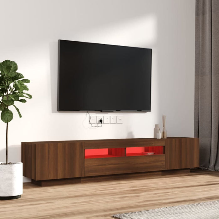 Set Mobili TV 2pz con Luci LED Rovere Marrone Legno Multistrato 3120172