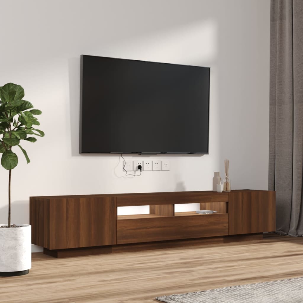 Set Mobili TV 2pz con Luci LED Rovere Marrone Legno Multistrato 3120172