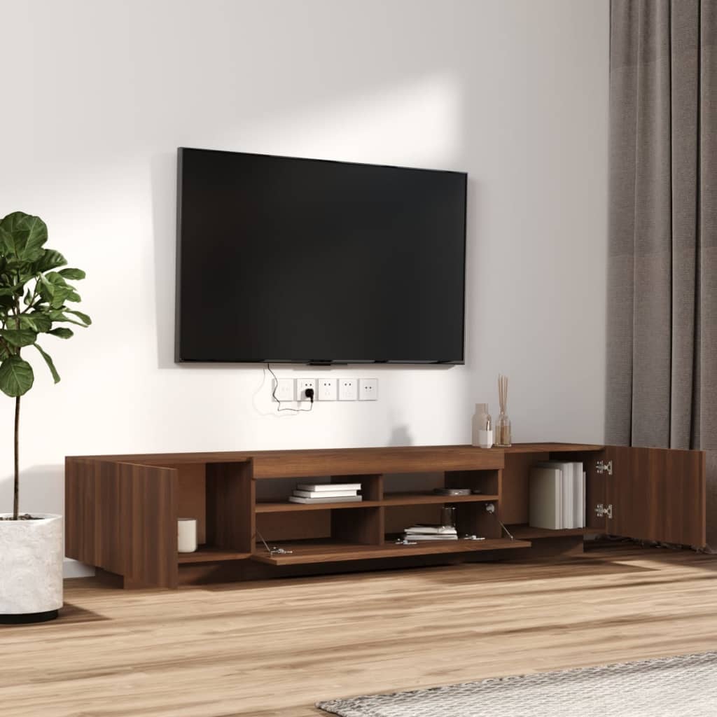 Set Mobili TV 2pz con Luci LED Rovere Marrone Legno Multistrato 3120172