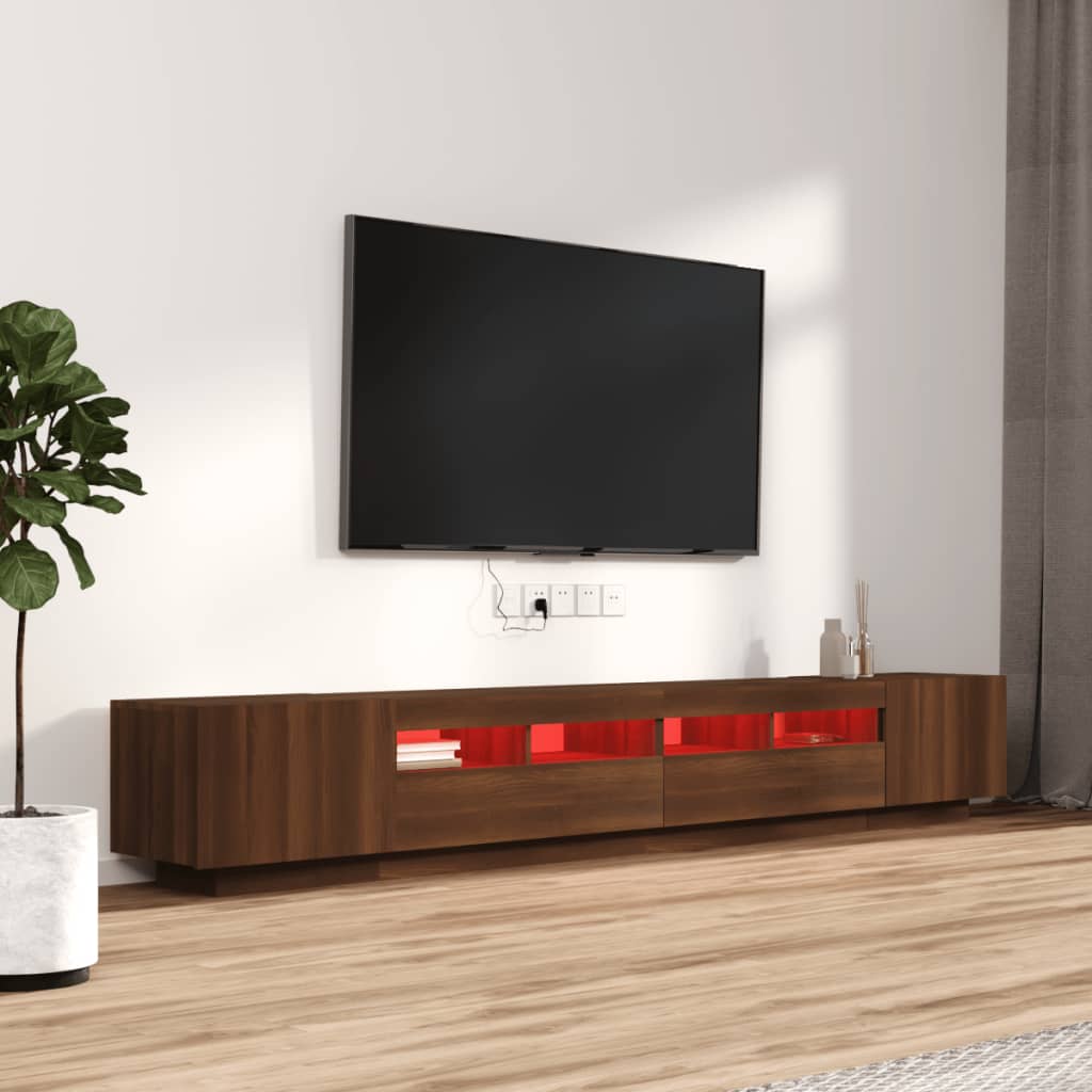 Set Mobili TV 3pz con Luci LED Rovere Marrone Legno Multistrato 3120175