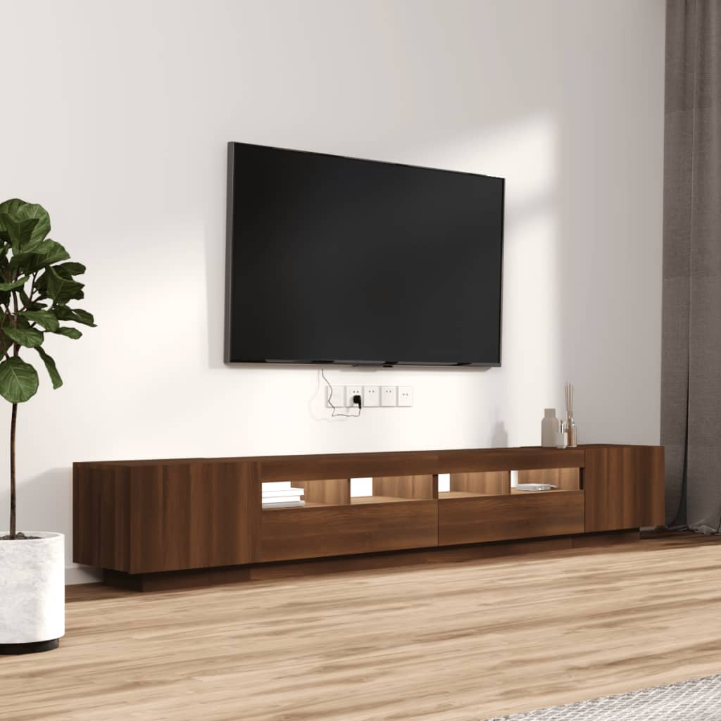 Set Mobili TV 3pz con Luci LED Rovere Marrone Legno Multistrato cod mxl 15886