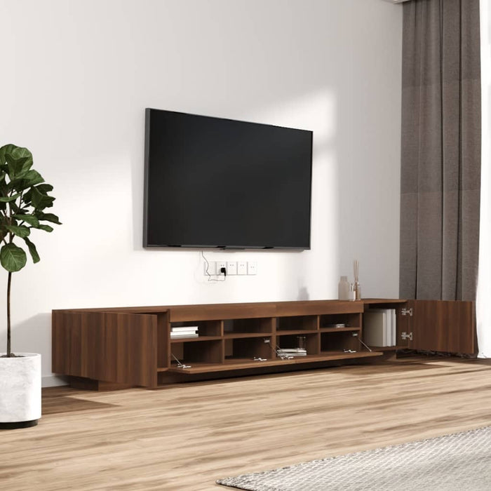 Set Mobili TV 3pz con Luci LED Rovere Marrone Legno Multistrato cod mxl 15886