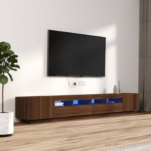 Set Mobili TV 3pz con Luci LED Rovere Marrone Legno Multistrato cod mxl 15886