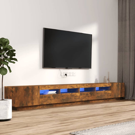 Set Mobili TV 3pz con Luci LED Rovere Fumo in Legno Multistrato cod mxl 18574