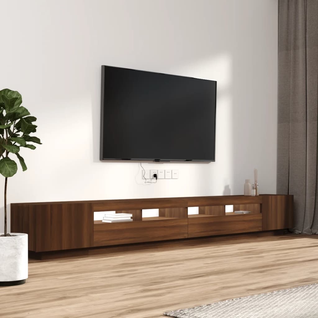 Set Mobili TV 3pz con Luci LED Rovere Marrone Legno Multistrato cod mxl 12237