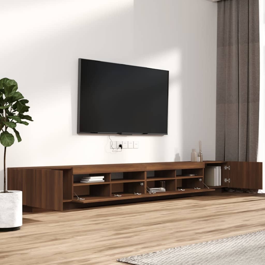 Set Mobili TV 3pz con Luci LED Rovere Marrone Legno Multistrato cod mxl 12237