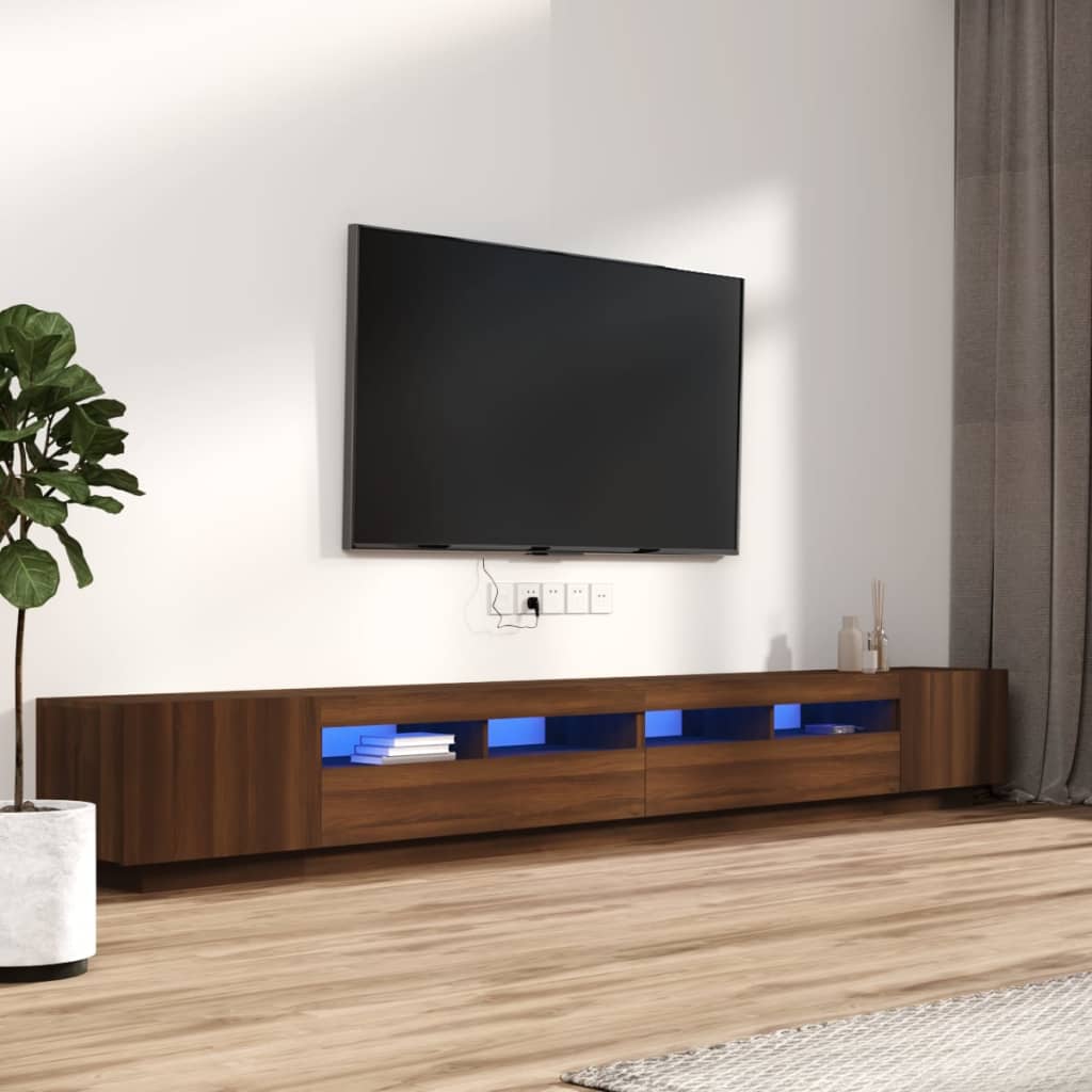 Set Mobili TV 3pz con Luci LED Rovere Marrone Legno Multistrato cod mxl 12237