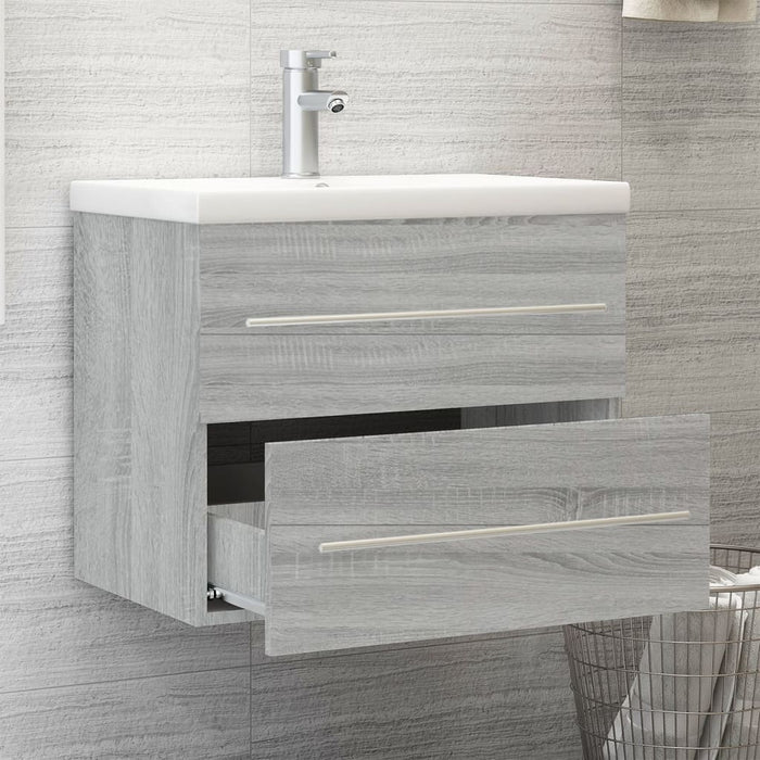 Mobile Bagno e Lavabo Integrato Grigio Sonoma Legno Multistrato