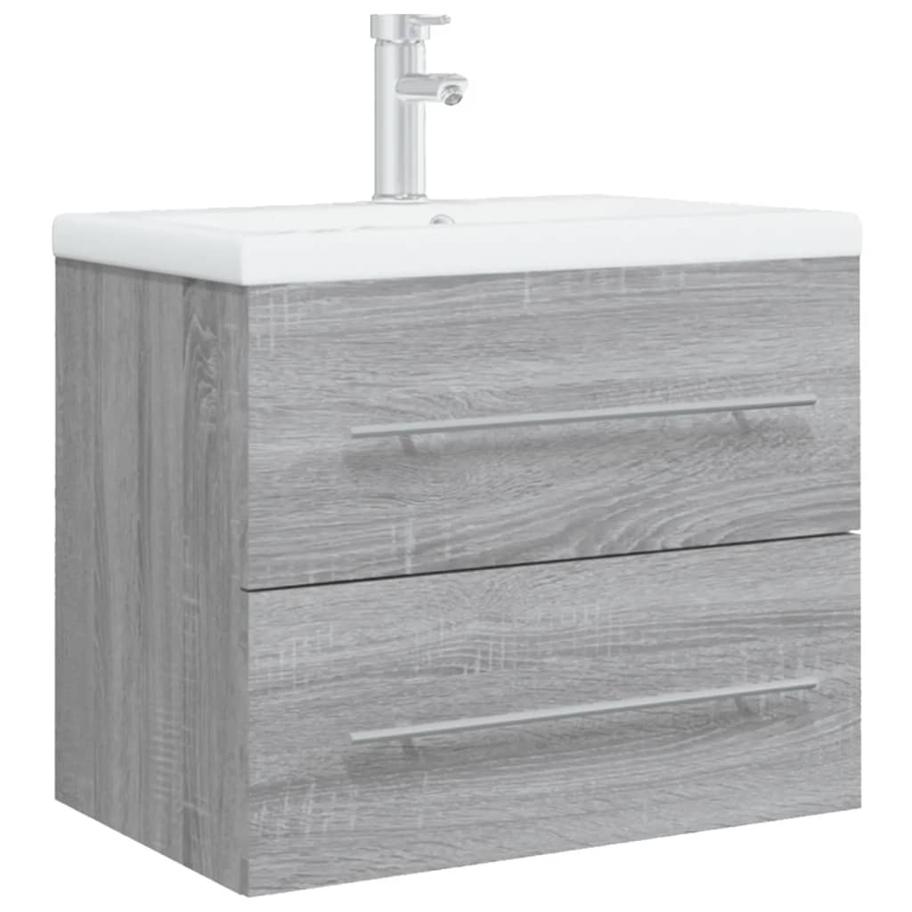 Mobile Bagno e Lavabo Integrato Grigio Sonoma Legno Multistrato