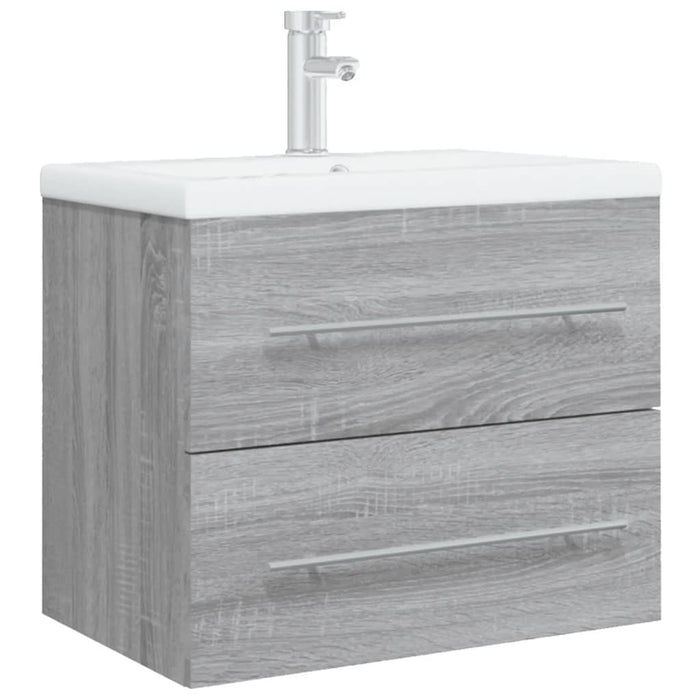 Mobile Bagno e Lavabo Integrato Grigio Sonoma Legno Multistrato