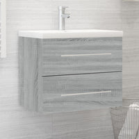 Mobile Bagno e Lavabo Integrato Grigio Sonoma Legno Multistrato