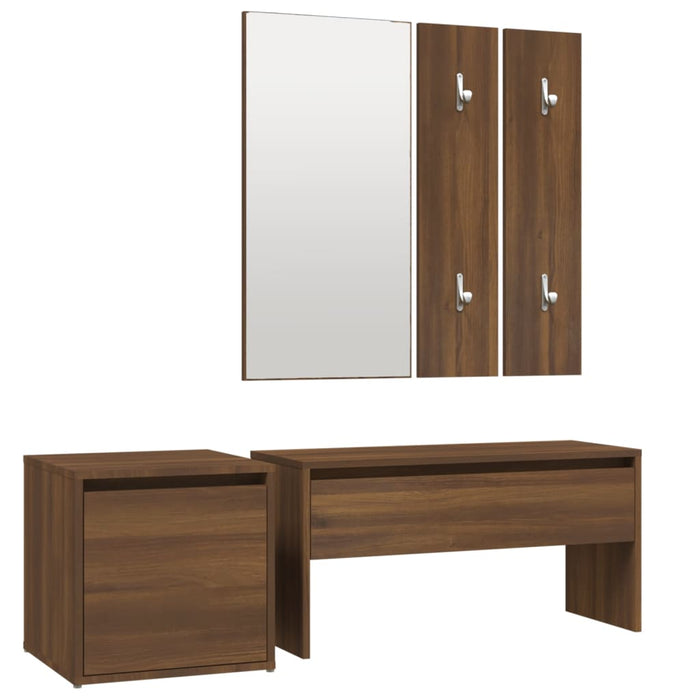 Set di Mobili da Corridoio Rovere Marrone in Legno Multistrato 3120196