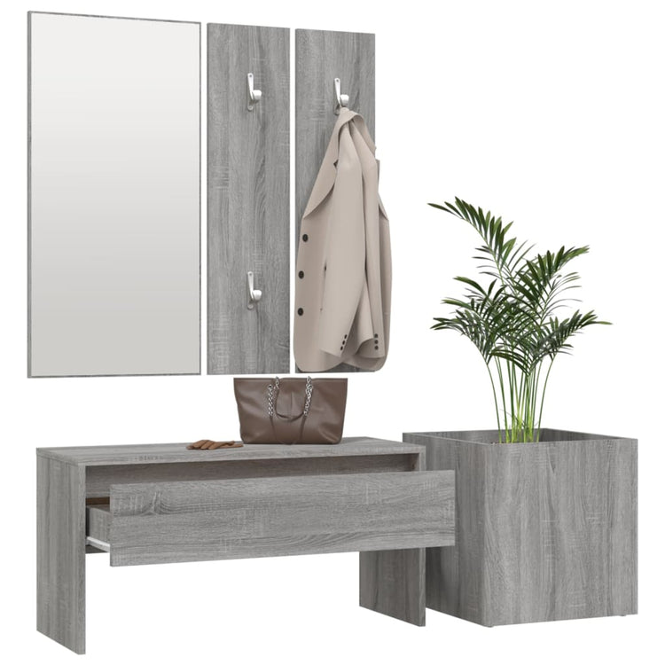 Set di Mobili da Corridoio Grigio Sonoma in Legno Multistrato 3120198