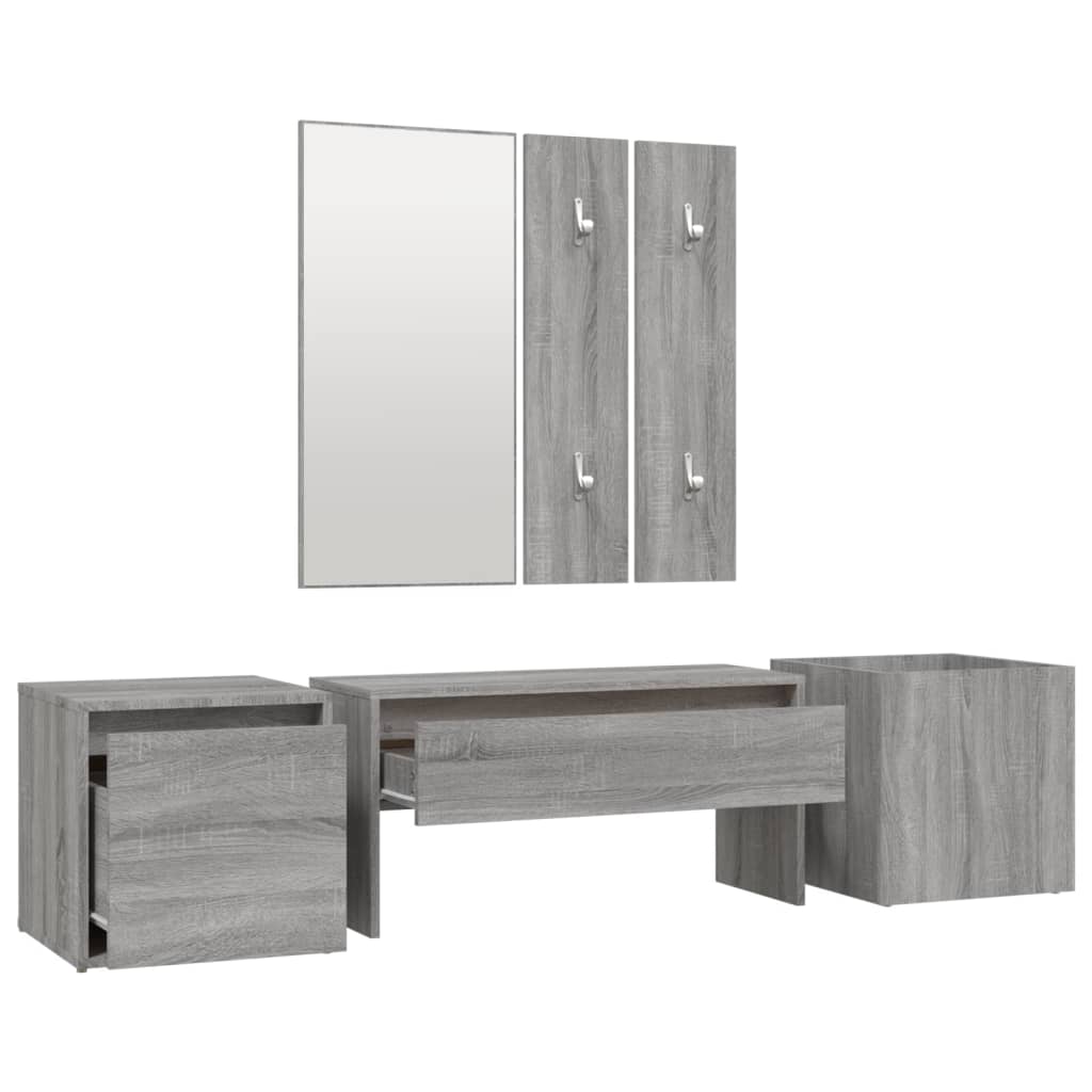 Set di Mobili da Corridoio Grigio Sonoma in Legno Multistrato 3120201