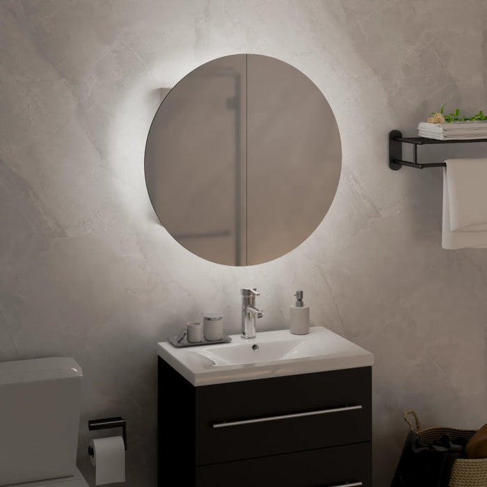 Armadio da Bagno con Specchio Rotondo e LED Bianco 40x40x17,5cmcod mxl 102907