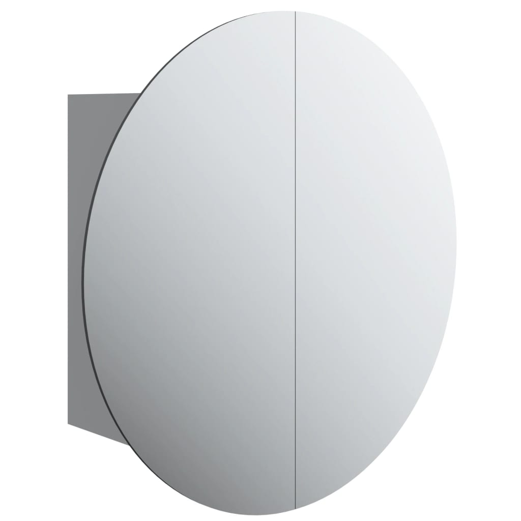 Armadio da Bagno con Specchio Rotondo e LED Grigio 47x47x17,5cm 345585