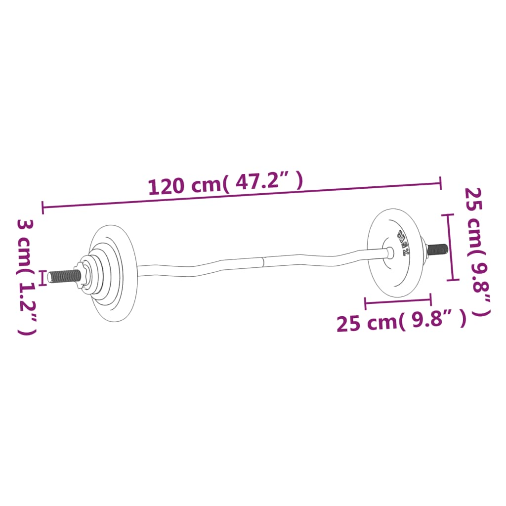 Set Bilanciere con Dischi 30 kg in Ghisa e Acciaio Cromato 93628