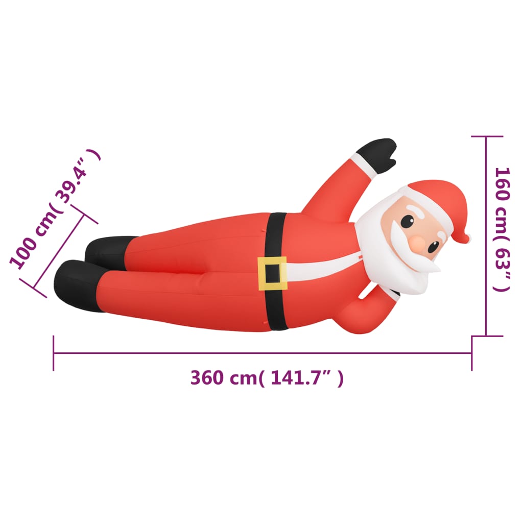 Babbo Natale Sdraiato Gonfiabile di Natale con LED 160 cm 345302