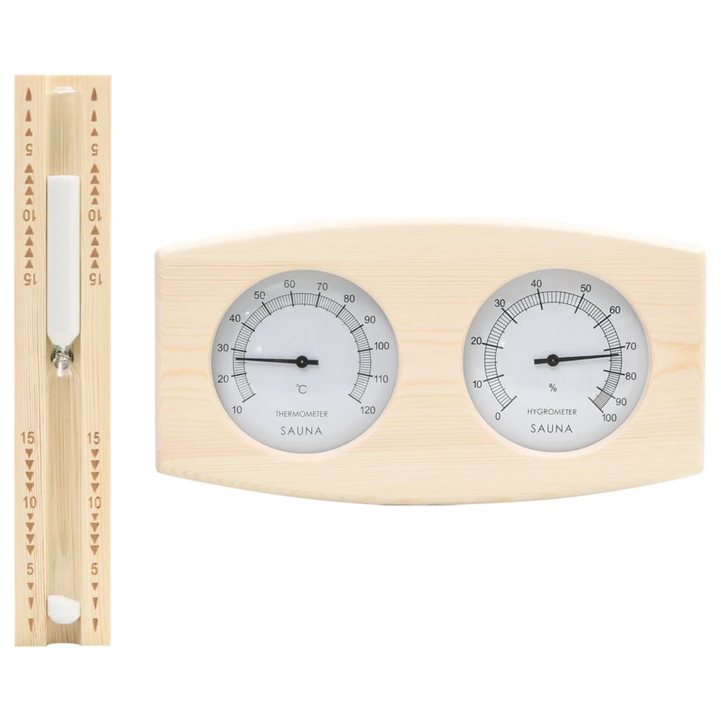 Set Timer Igrotermografo e Clessidra Sauna 2 in 1 Massello Pino 51686