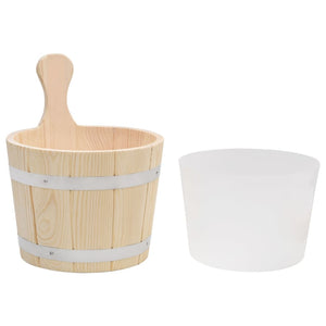 Set Secchiello e Mestolo da Sauna in Legno Massello di Pino cod mxl 50950