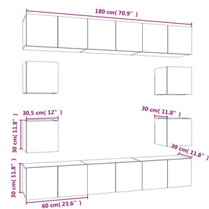 Set Mobili Porta TV 10 pz Rovere Fumo in Legno Multistrato cod mxl 27996