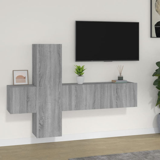 Set Mobili Porta TV 3 pz Grigio Sonoma in Legno Multistrato 3120228