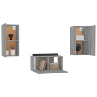 Set Mobili Porta TV 3 pz Grigio Sonoma in Legno Multistrato cod mxl 18281