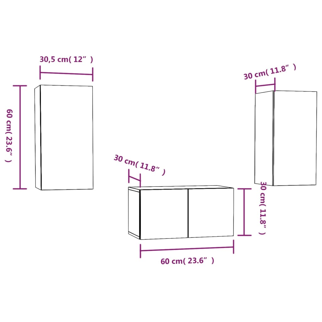 Set Mobili Porta TV 3 pz Grigio Sonoma in Legno Multistrato cod mxl 18281