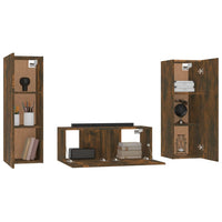 Set Mobili Porta TV 3 pz Rovere Fumo in Legno Multistrato cod mxl 15008