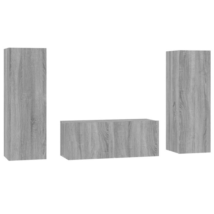 Set Mobili Porta TV 3 pz Grigio Sonoma in Legno Multistrato 3120234