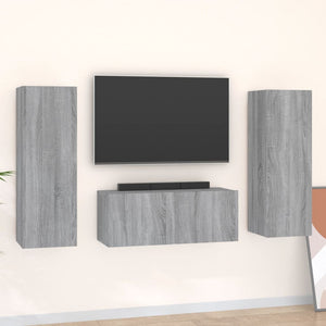 Set Mobili Porta TV 3 pz Grigio Sonoma in Legno Multistrato 3120234