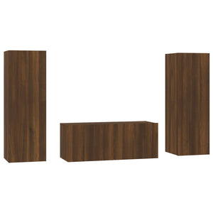 Set Mobili Porta TV 3 pz Rovere Marrone in Legno Multistrato 3120235