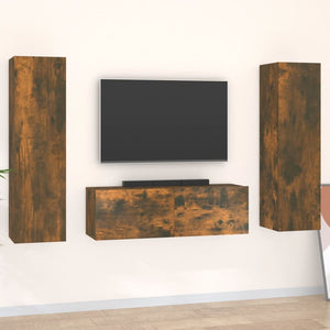 Set Mobili Porta TV 3 pz Rovere Fumo in Legno Multistratocod mxl 121679