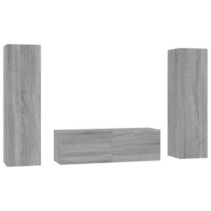 Set Mobili Porta TV 3 pz Grigio Sonoma in Legno Multistrato 3120237