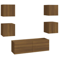 Set di Mobili TV a Parete Rovere Marrone in Legno Multistrato 3120304