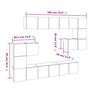 Set Mobili Porta TV 10 pz Rovere Fumo in Legno Multistrato cod mxl 27998