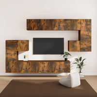 Set Mobili Porta TV 10 pz Rovere Fumo in Legno Multistrato cod mxl 27998