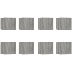 Armadietti TV a Parete 8 pz Grigio Sonoma 30,5x30x30 cm