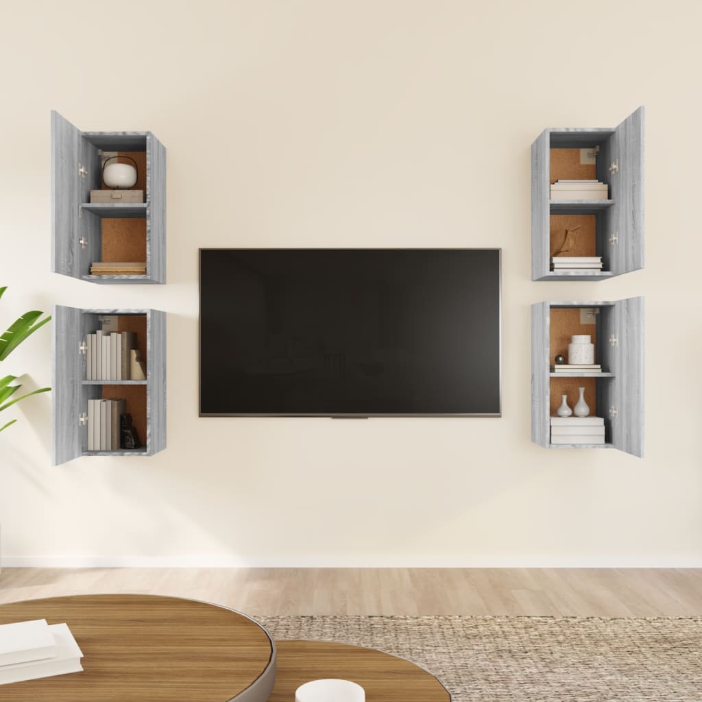 Mobili TV 4 pz Grigio Sonoma 30,5x30x60 cm in Legno Multistrato cod mxl 18279