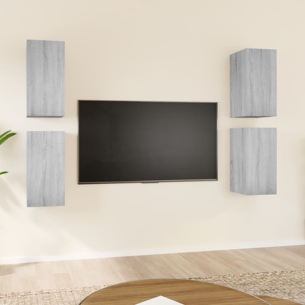 Mobili TV 4 pz Grigio Sonoma 30,5x30x60 cm in Legno Multistrato cod mxl 18279